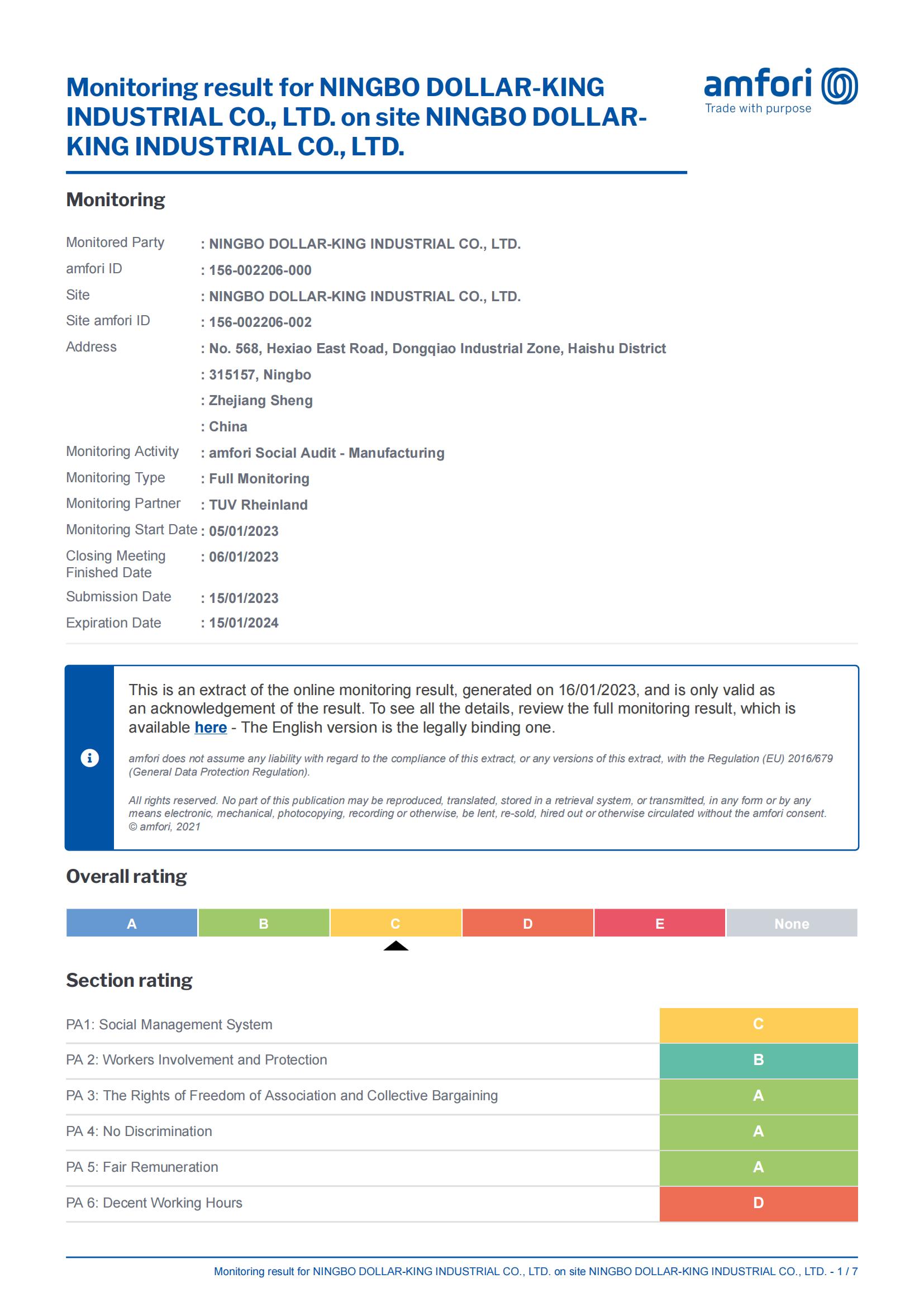 BSCI Ethical Audit 